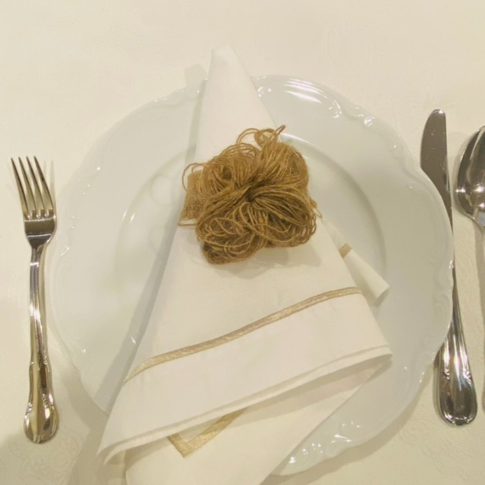4 pcs Linen Woven Napkin Rings, Natural Style Solid Color Napkin